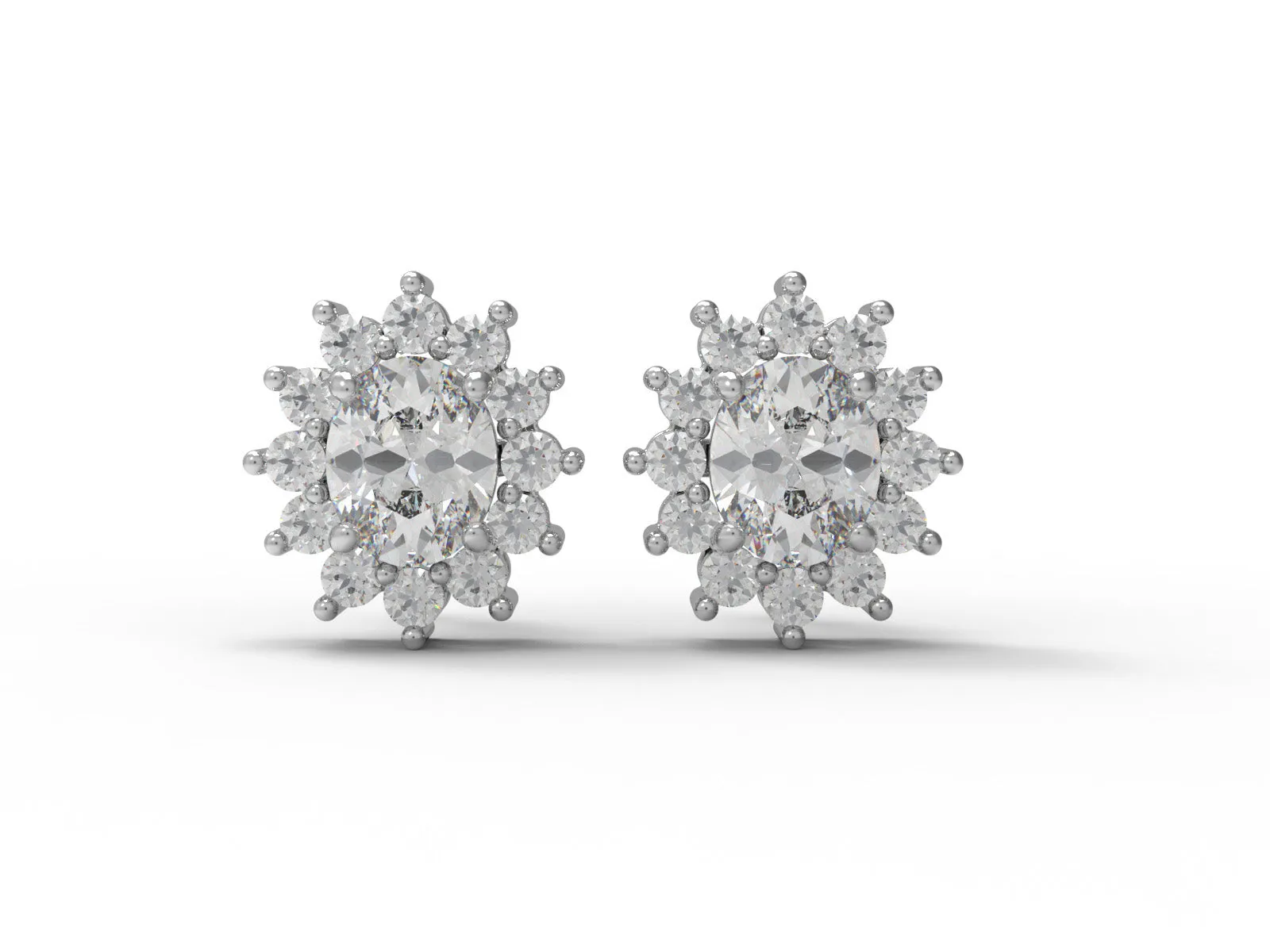 Princess Diana Earrings Oval Moissanite 925 Sterling Silver Stud Women Earrings
