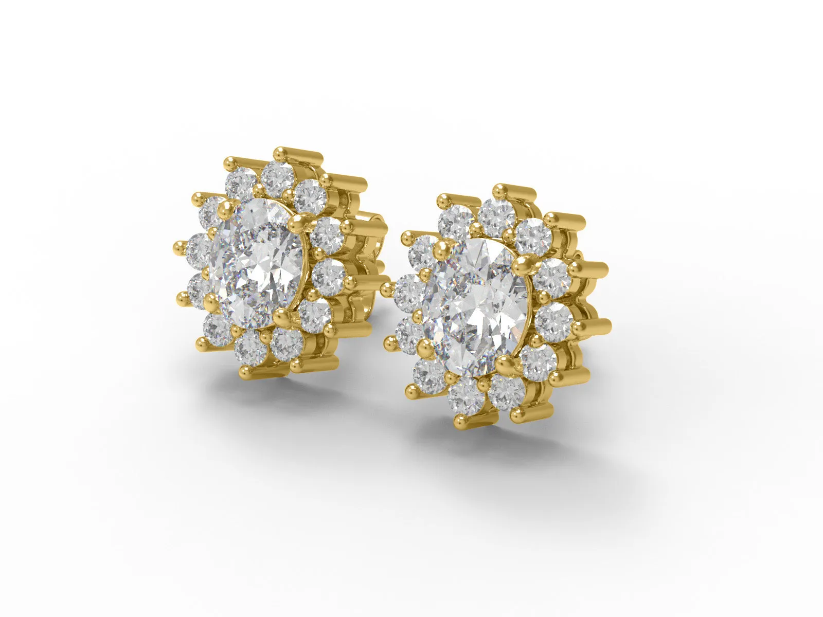 Princess Diana Earrings Oval Moissanite 925 Sterling Silver Stud Women Earrings