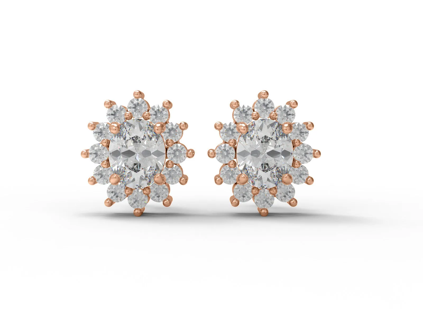 Princess Diana Earrings Oval Moissanite 925 Sterling Silver Stud Women Earrings