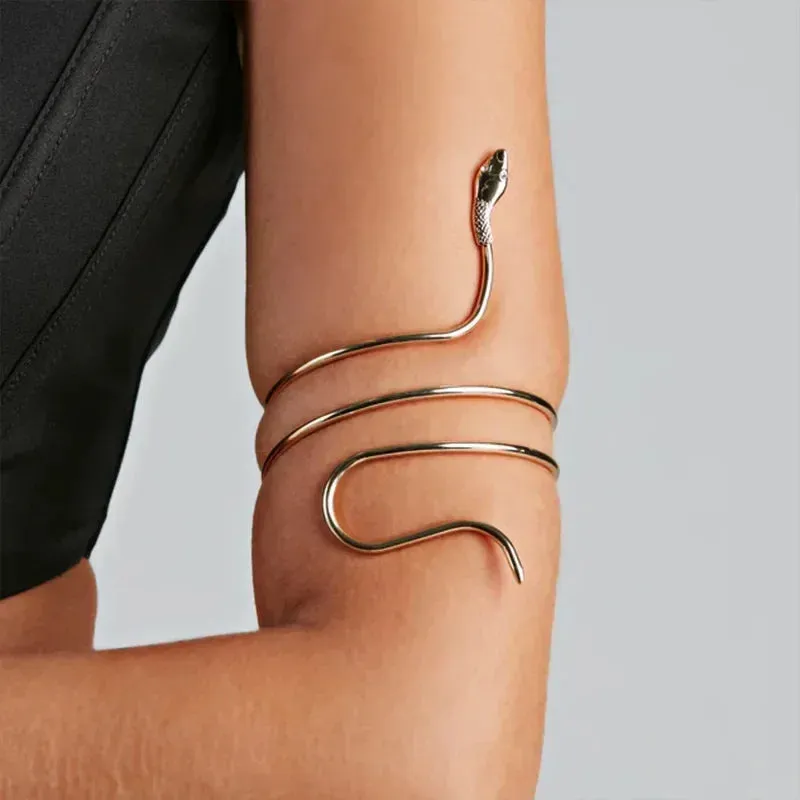Punk Coiled Snake Spiral Upper Arm Cuff Armlet Armband Bangle Women Jewelry Egypt Swirl Snake Arm Cuff Armlet