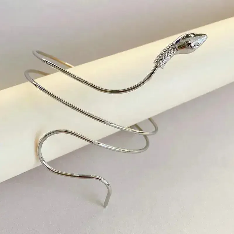 Punk Coiled Snake Spiral Upper Arm Cuff Armlet Armband Bangle Women Jewelry Egypt Swirl Snake Arm Cuff Armlet