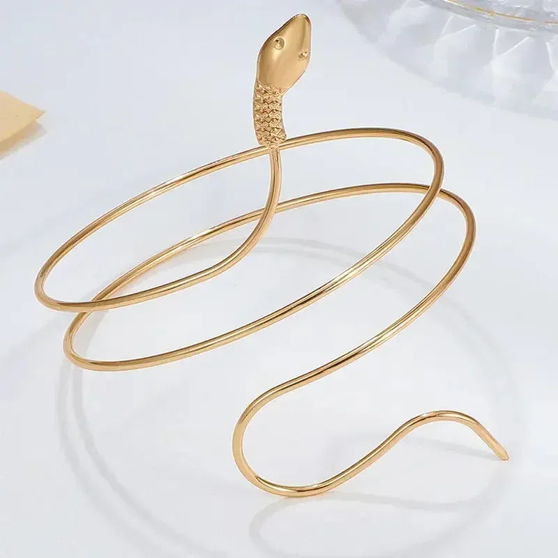 Punk Coiled Snake Spiral Upper Arm Cuff Armlet Armband Bangle Women Jewelry Egypt Swirl Snake Arm Cuff Armlet
