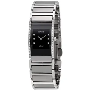 Rado Integral Quartz Black Dial Stainless Steel And Black Ceramic Ladies Watch R20759759