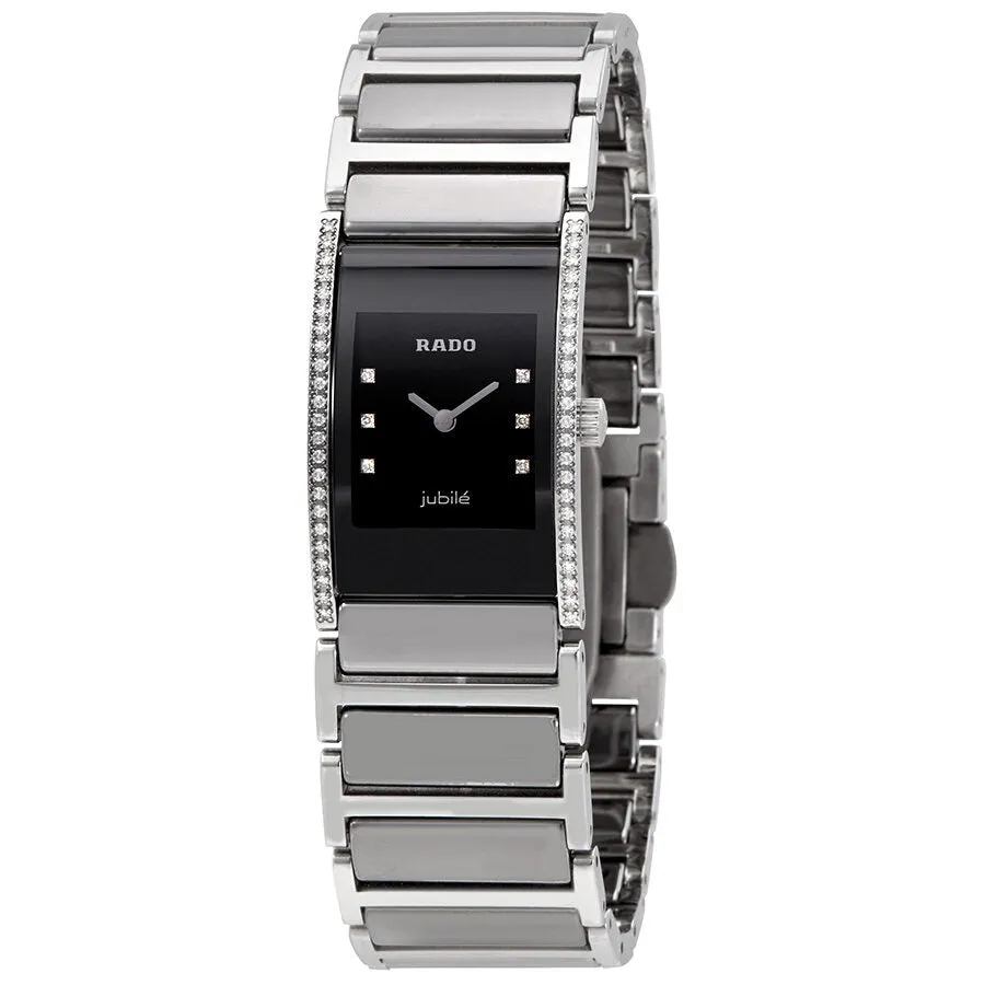 Rado Integral Quartz Black Dial Stainless Steel And Black Ceramic Ladies Watch R20759759