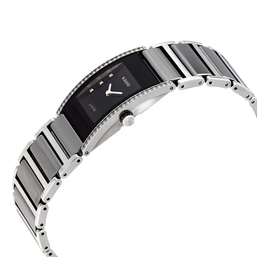 Rado Integral Quartz Black Dial Stainless Steel And Black Ceramic Ladies Watch R20759759