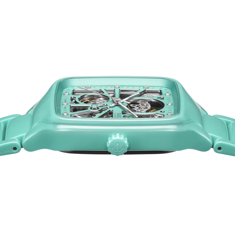 Rado True Square Automatic Open Heart Turquoise Ceramic with Diamonds