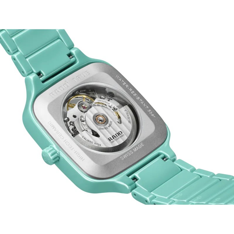 Rado True Square Automatic Open Heart Turquoise Ceramic with Diamonds