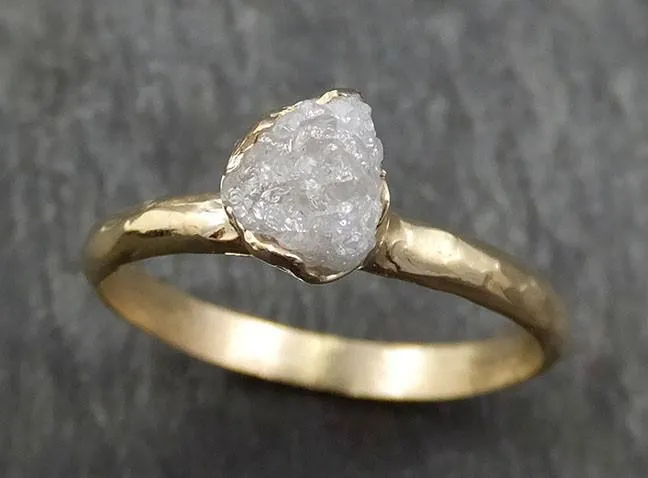 raw diamond engagement ring rough uncut diamond solitaire recycled 14k yellow gold conflict free diamond wedding promise byangeline 0413 Alternative Engagement