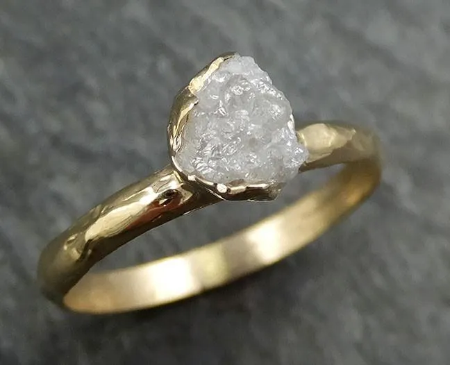 raw diamond engagement ring rough uncut diamond solitaire recycled 14k yellow gold conflict free diamond wedding promise byangeline 0413 Alternative Engagement
