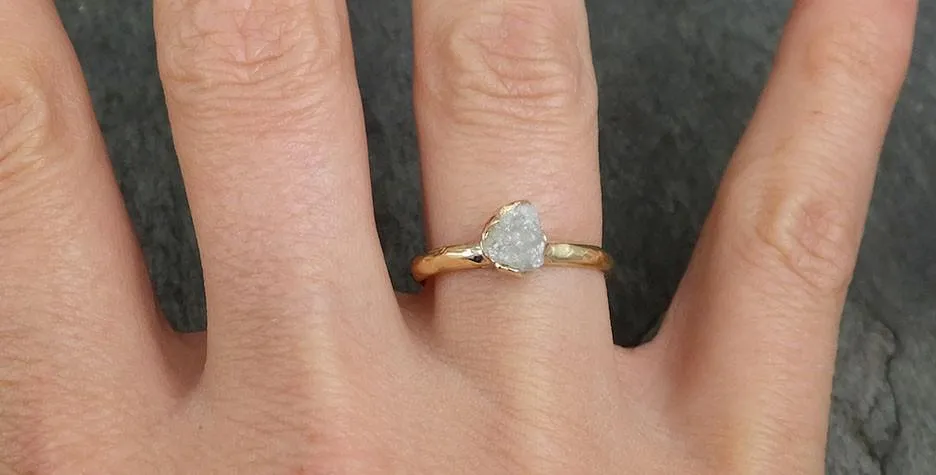 raw diamond engagement ring rough uncut diamond solitaire recycled 14k yellow gold conflict free diamond wedding promise byangeline 0413 Alternative Engagement