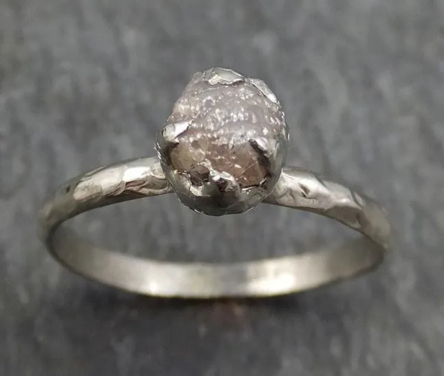 raw rough uncut diamond engagement ring rough diamond solitaire 14k white gold conflict free diamond wedding promise byangeline 0402 Alternative Engagement