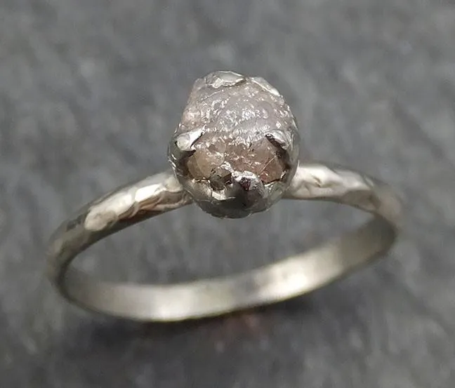 raw rough uncut diamond engagement ring rough diamond solitaire 14k white gold conflict free diamond wedding promise byangeline 0402 Alternative Engagement