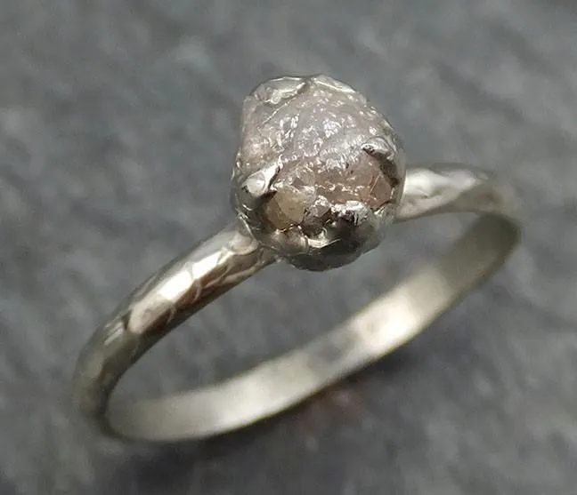 raw rough uncut diamond engagement ring rough diamond solitaire 14k white gold conflict free diamond wedding promise byangeline 0402 Alternative Engagement