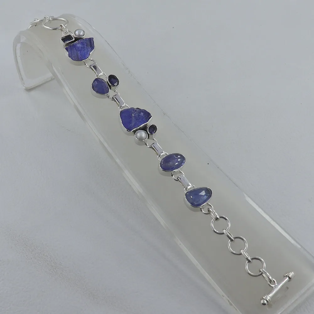 Raw Tanzanite Sterling Silver Bracelets