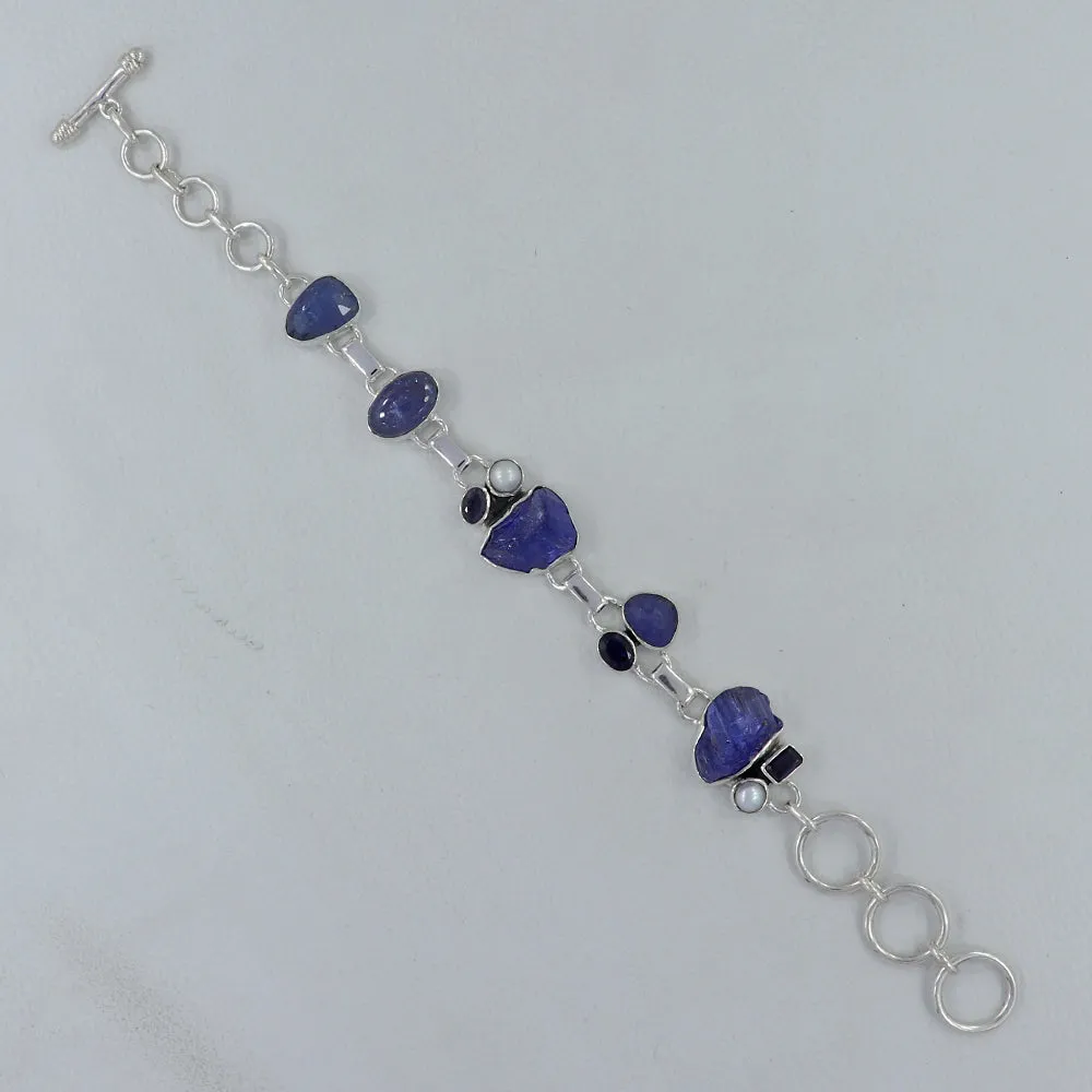 Raw Tanzanite Sterling Silver Bracelets