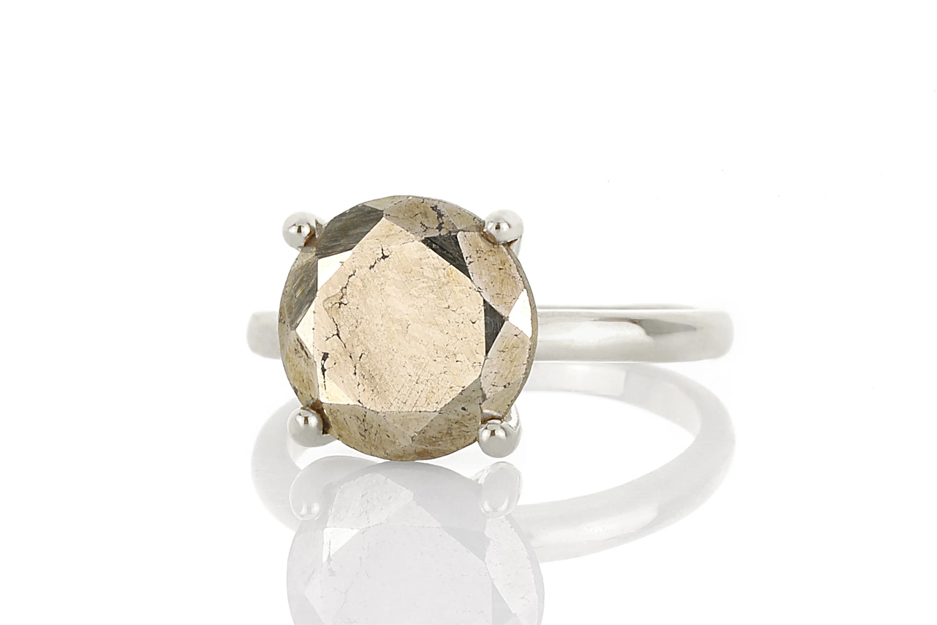 Raw Wild Pyrite Solitaire Gemstone Ring