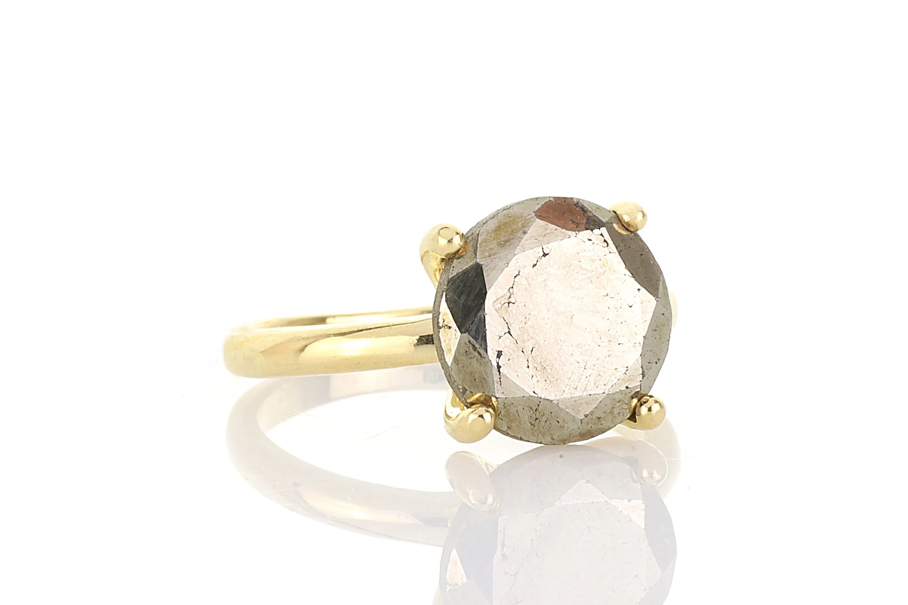 Raw Wild Pyrite Solitaire Gemstone Ring