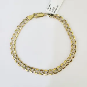Real 10K Cuban Curb Link Bracelet Yellow Gold Diamond Cut 5mm 7" Inch