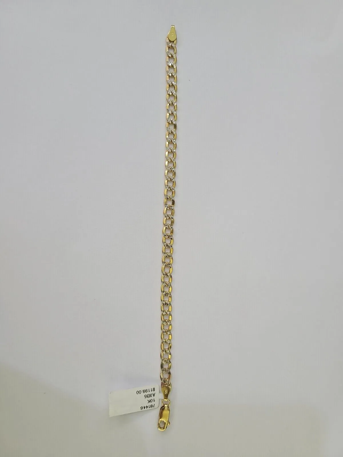 Real 10K Cuban Curb Link Bracelet Yellow Gold Diamond Cut 5mm 7" Inch
