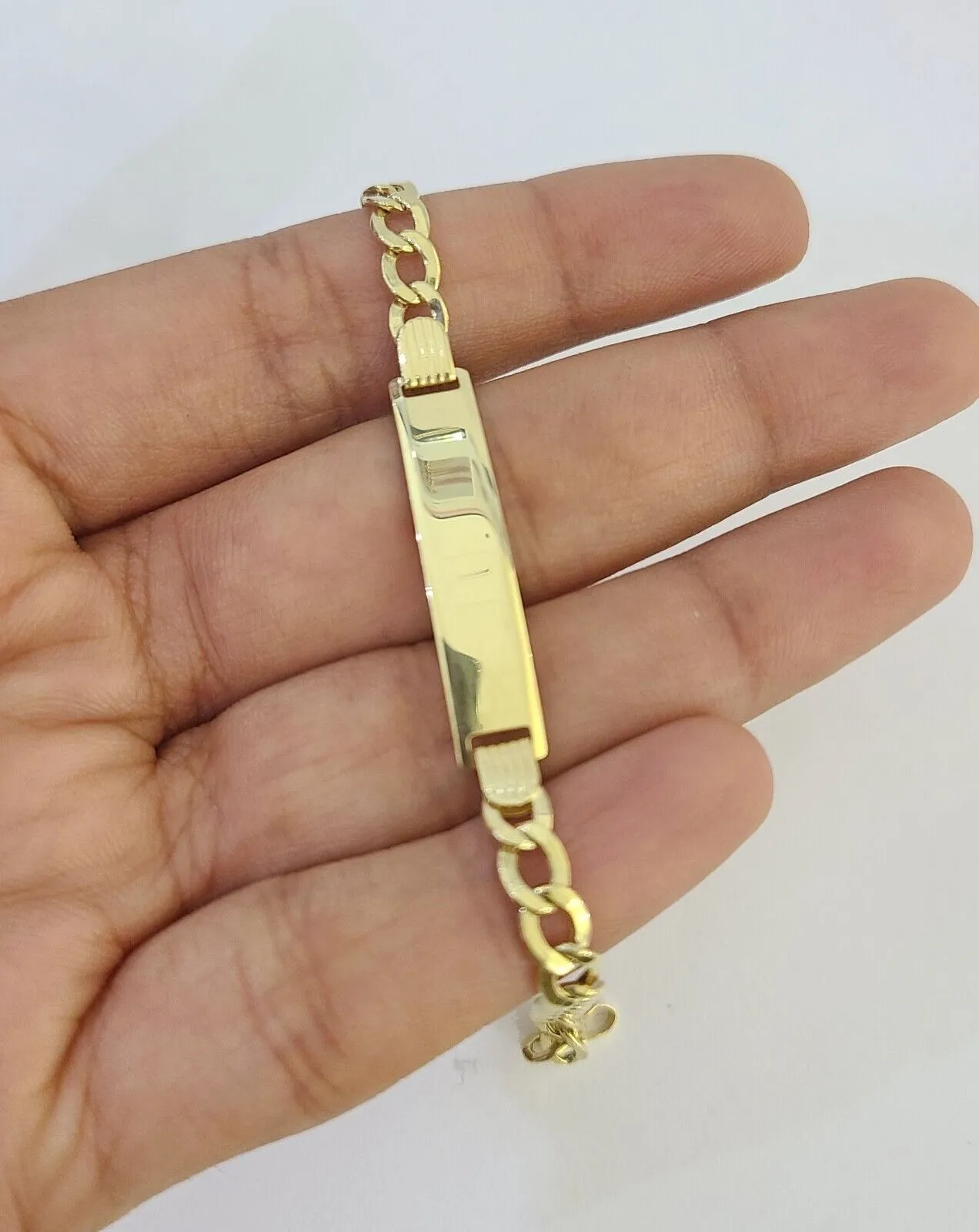 REAL 10K Gold ID Bracelet Kids Baby  Cuban Curb Link Unisex