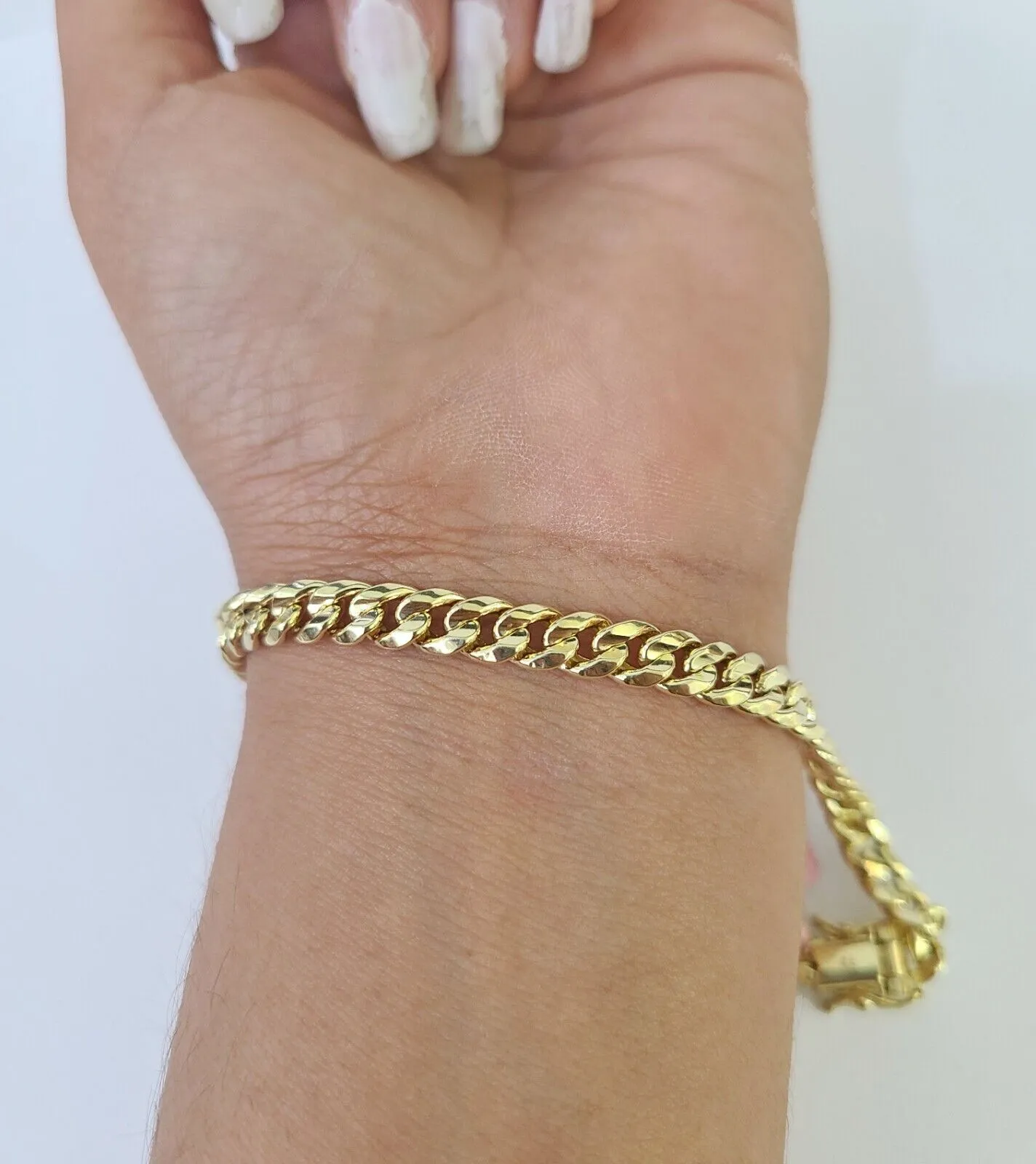 Real 14K Miami Cuban Bracelet Yellow Gold Box Clasp 8" Inch 6mm Link Hollow