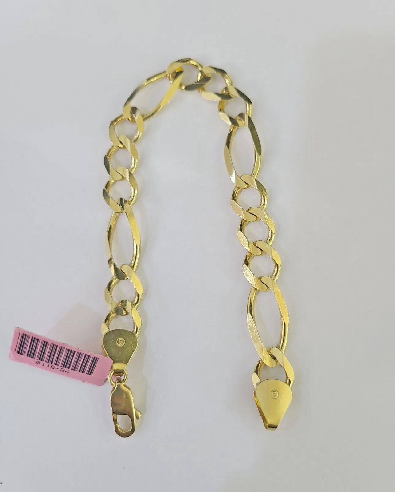 Real 14k Yellow Gold Figaro link Bracelet 9mm 8" Inch Men women Genuine