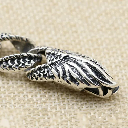 Real Solid 925 Sterling Silver Bracelet Cuban Link Chain Dragon Animals Punk Jewelry 7.09" - 9.45"