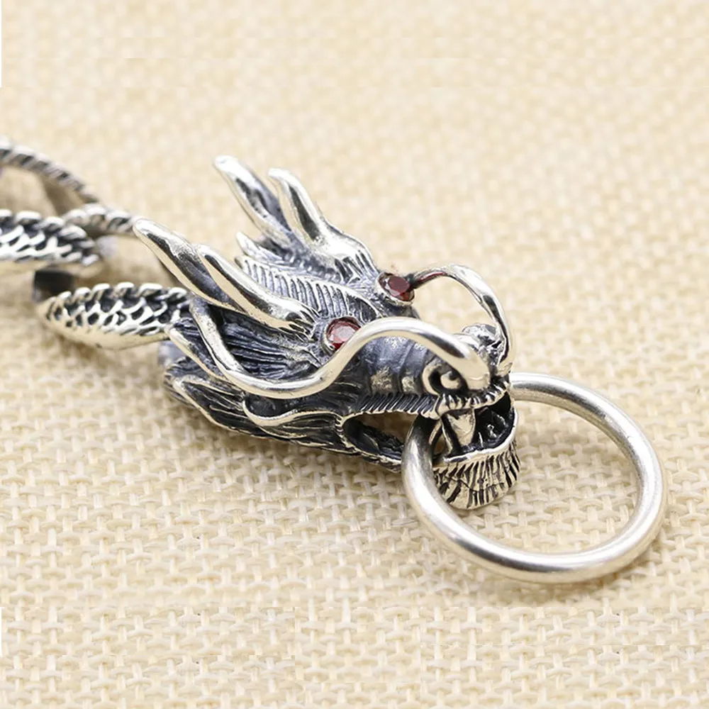 Real Solid 925 Sterling Silver Bracelet Cuban Link Chain Dragon Animals Punk Jewelry 7.09" - 9.45"