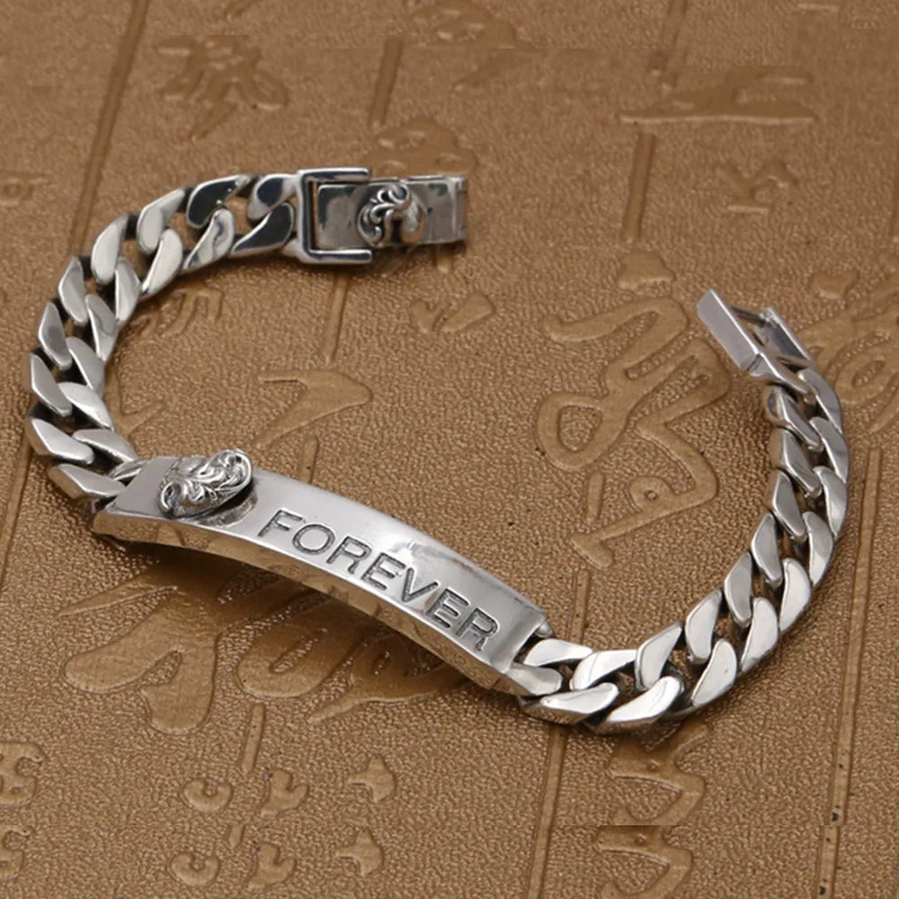 Real Solid 925 Sterling Silver Bracelet Cuban Link Chain Fashion Punk Jewelry 7.1" 7.9"