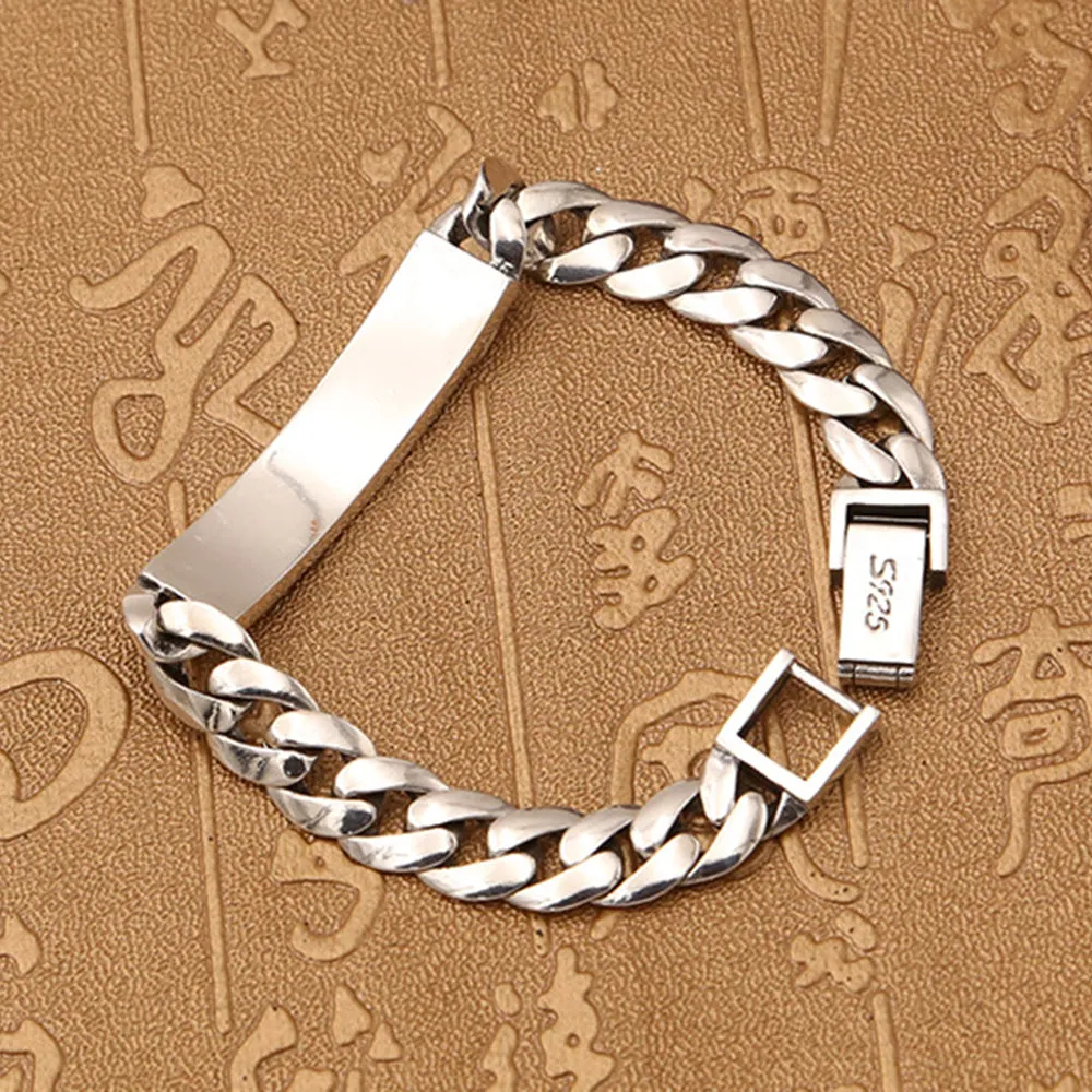 Real Solid 925 Sterling Silver Bracelet Cuban Link Chain Punk Jewelry 7.1" 7.9"