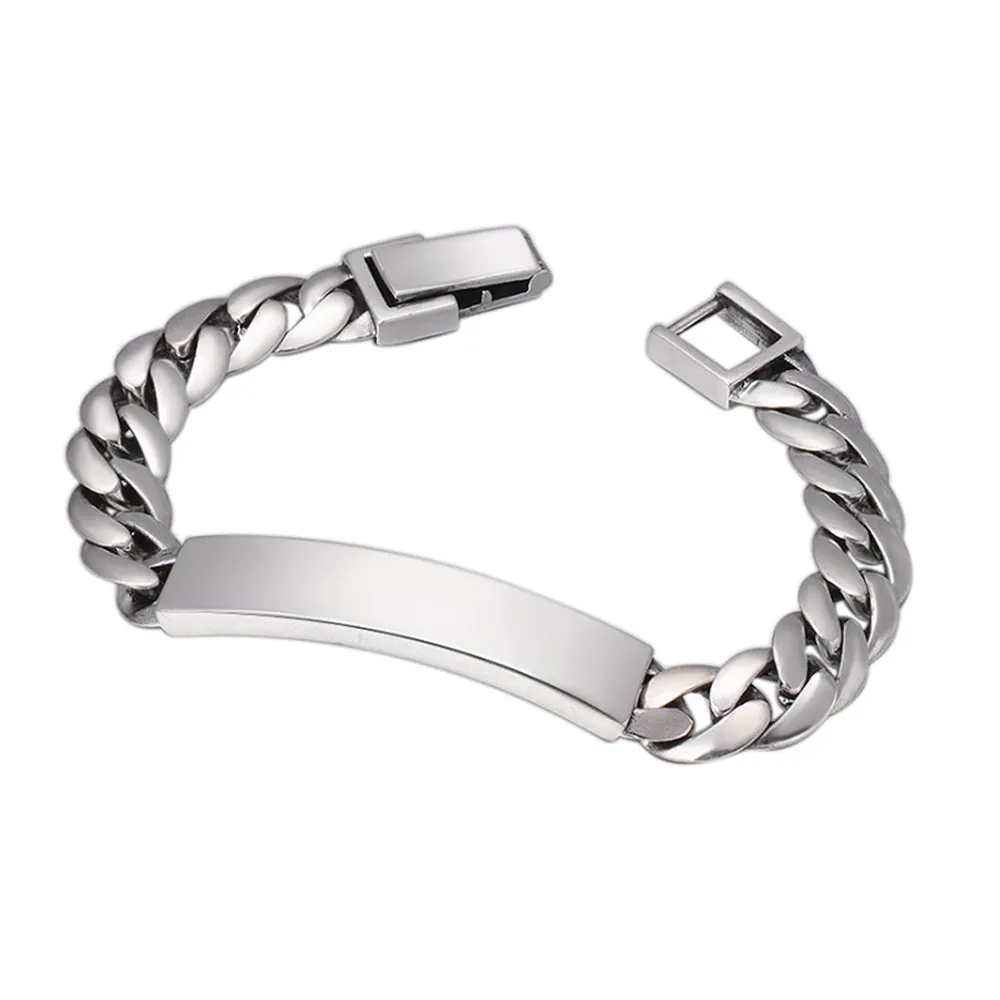 Real Solid 925 Sterling Silver Bracelet Cuban Link Chain Punk Jewelry 7.1" 7.9"