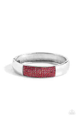 Record-Breaking Bling - Red - Rhinestone Paparazzi Hinge Bracelet