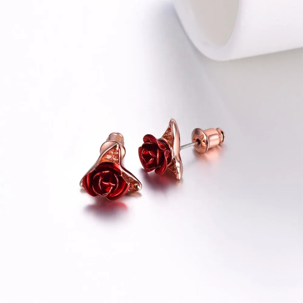 Red Rose Earrings
