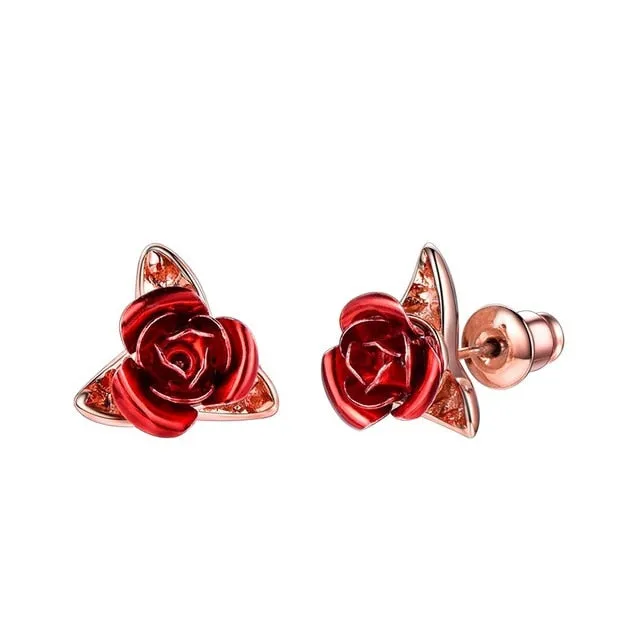 Red Rose Earrings