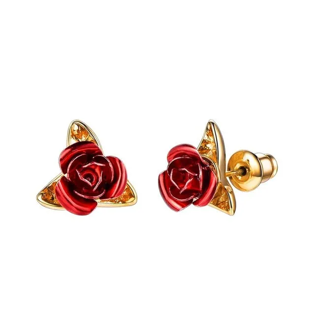 Red Rose Earrings