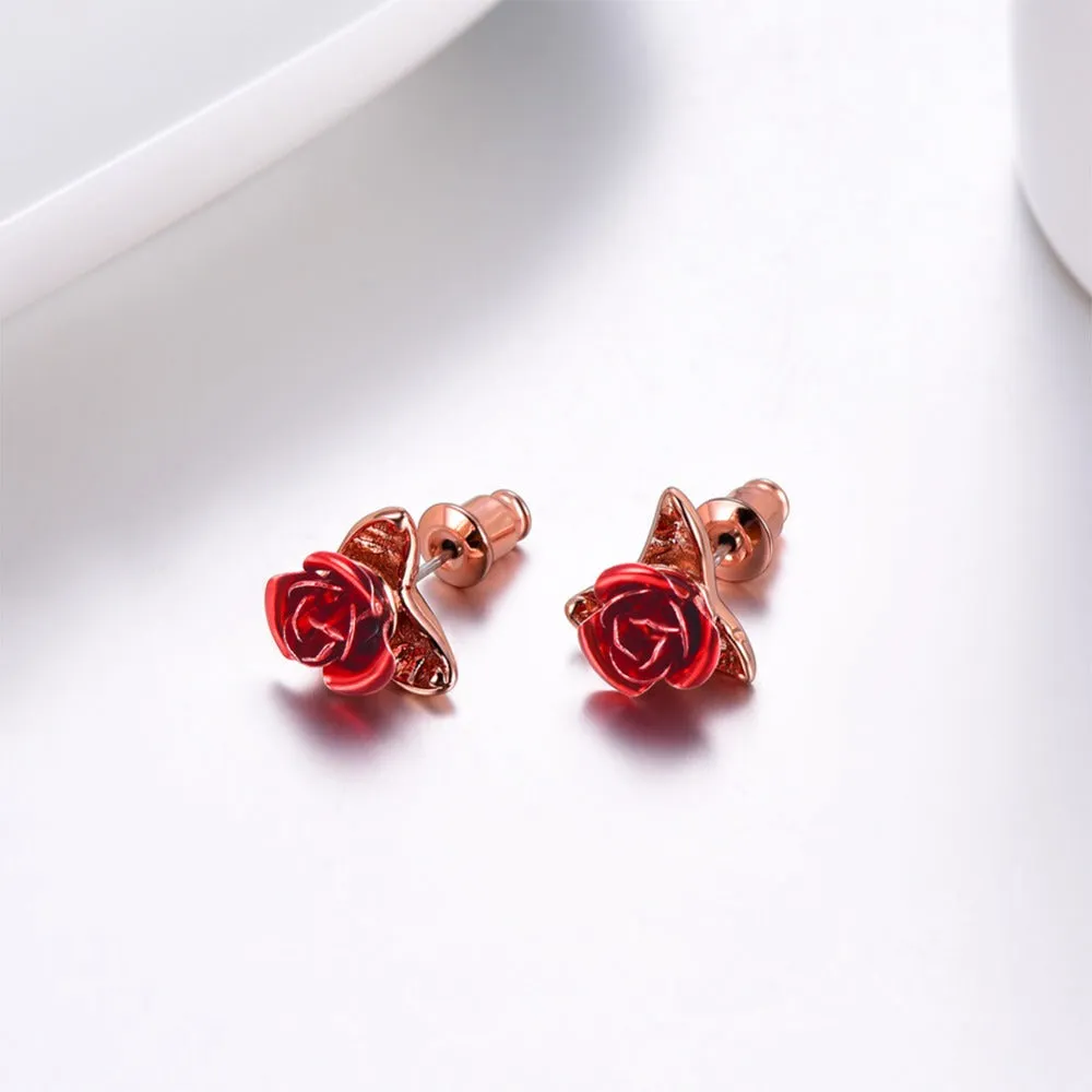 Red Rose Earrings