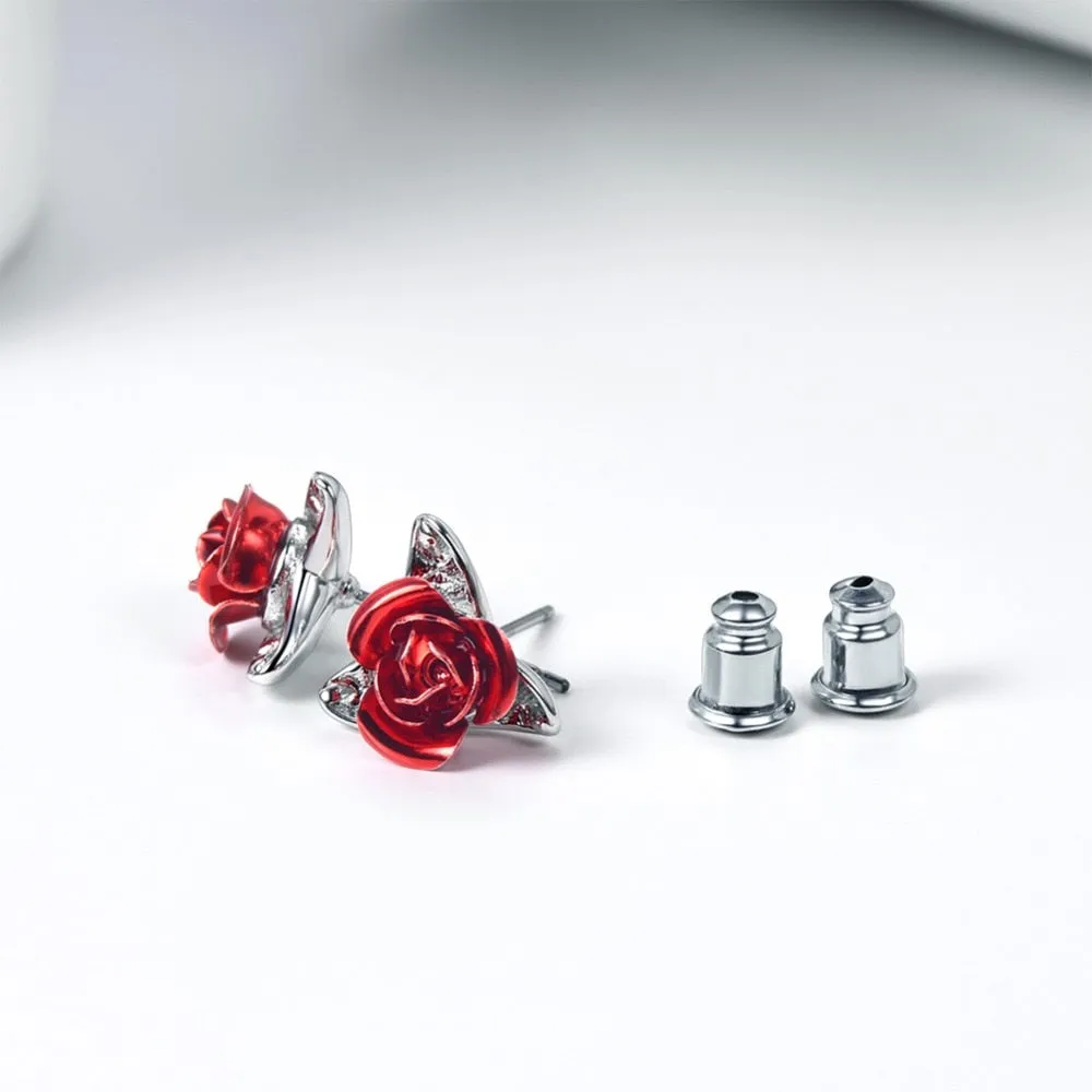 Red Rose Earrings