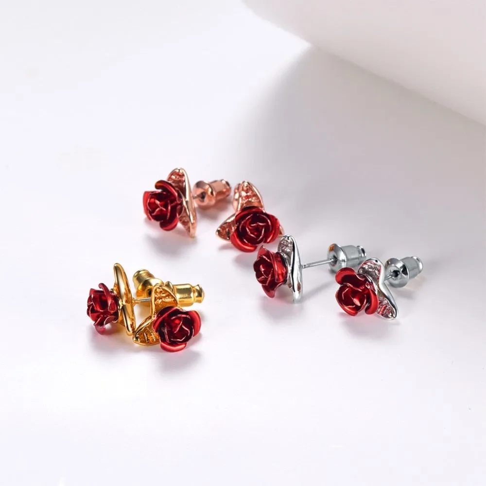 Red Rose Earrings