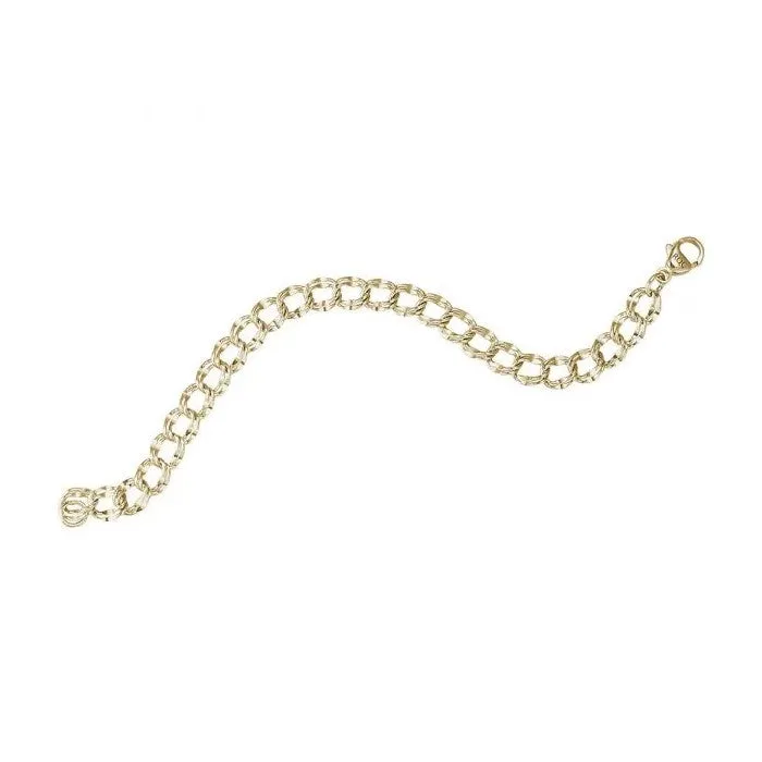 Rembrandt Charms Sterling Silver Rhodium or Gold Plated Double Link Charm Bracelet