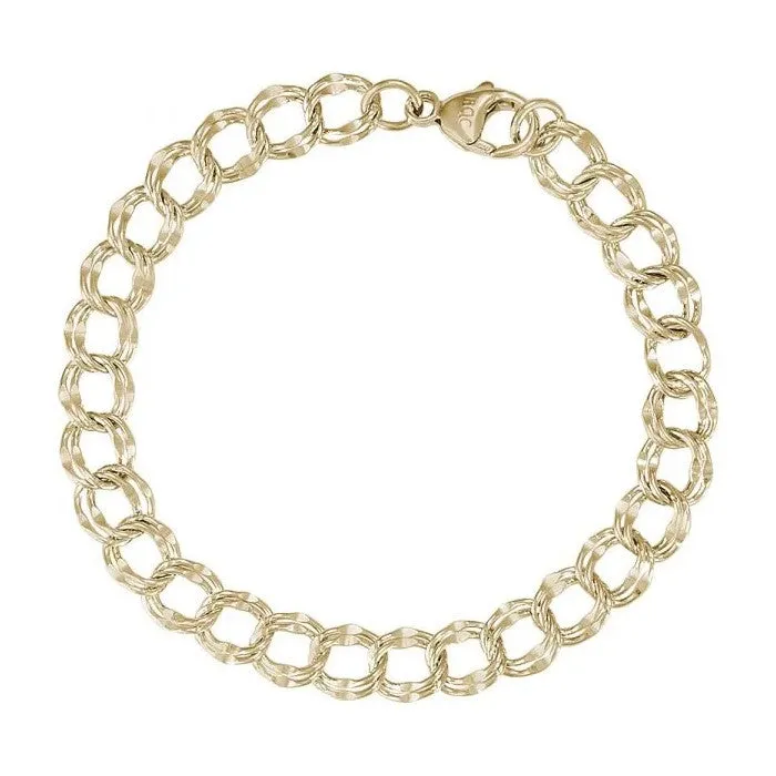 Rembrandt Charms Sterling Silver Rhodium or Gold Plated Double Link Charm Bracelet