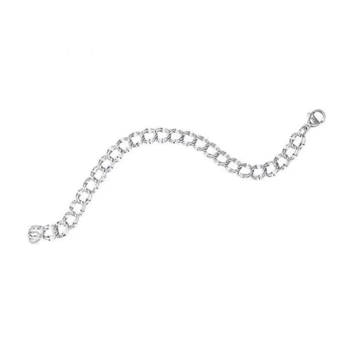 Rembrandt Charms Sterling Silver Rhodium or Gold Plated Double Link Charm Bracelet