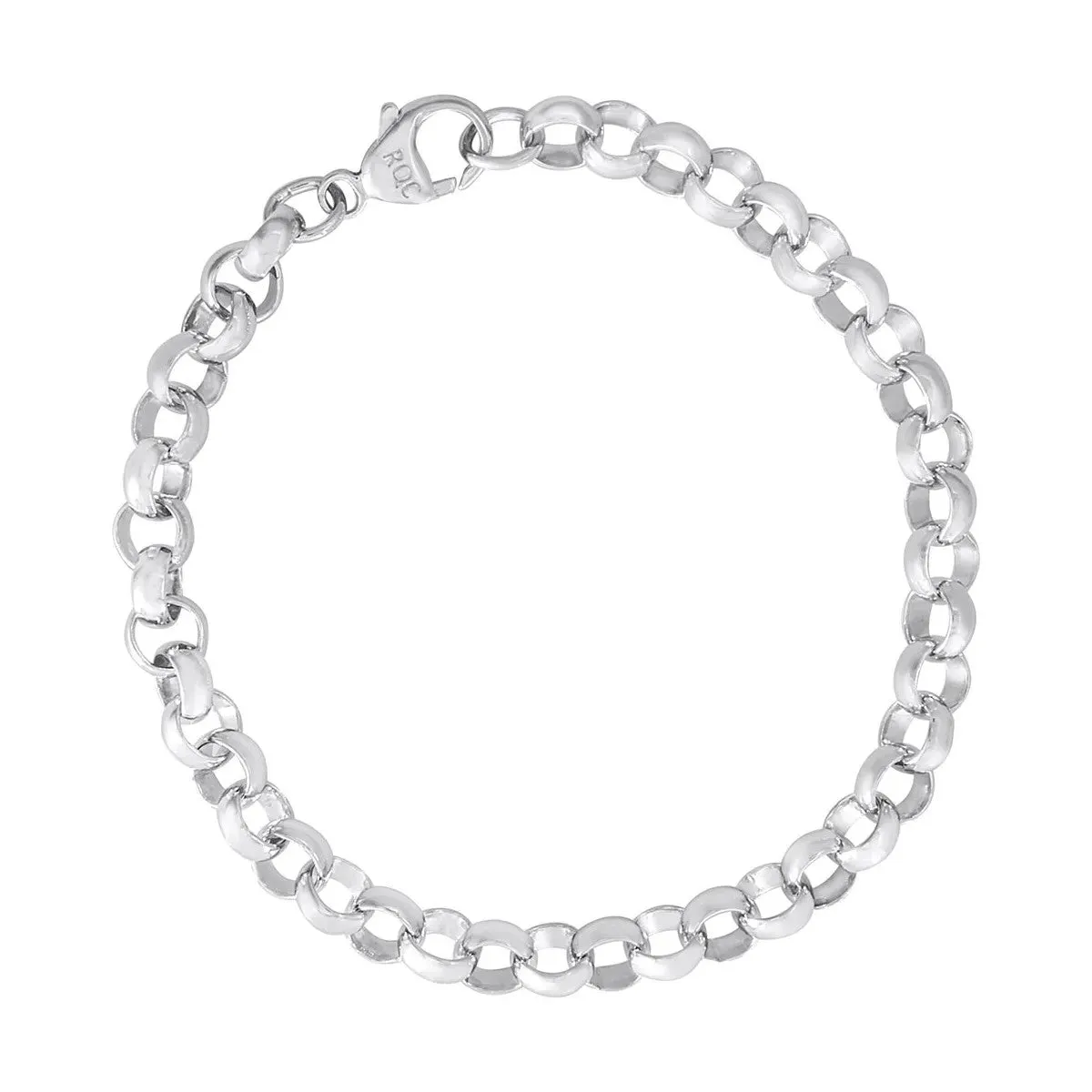 Rembrandt Charms Sterling Silver Rhodium or Gold Plated Rolo Link Charm Bracelet