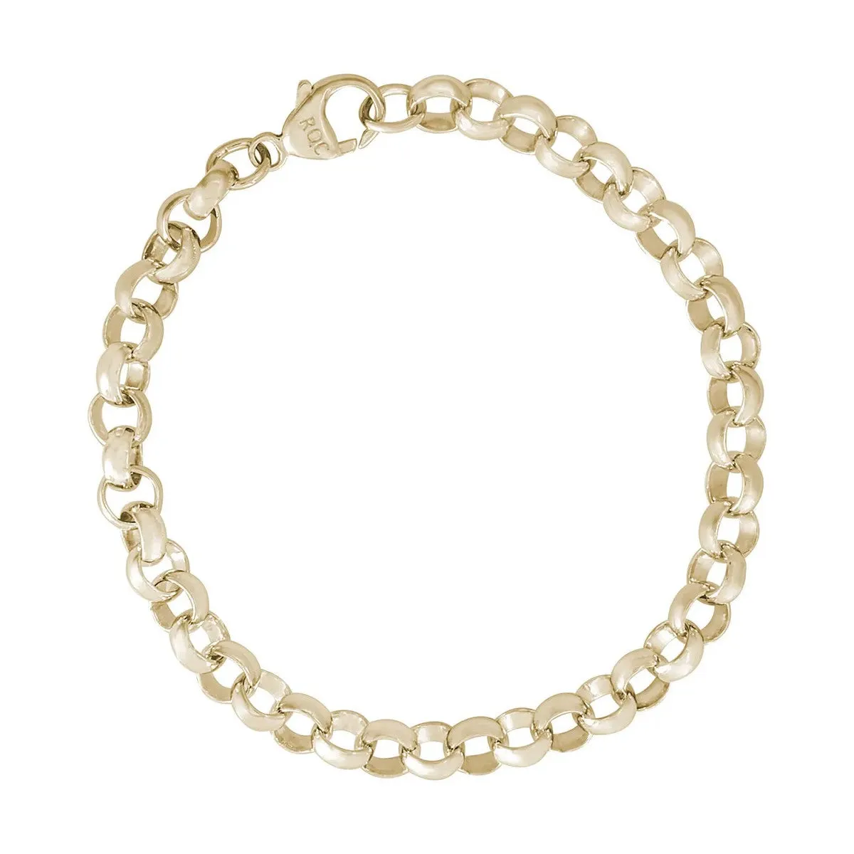 Rembrandt Charms Sterling Silver Rhodium or Gold Plated Rolo Link Charm Bracelet