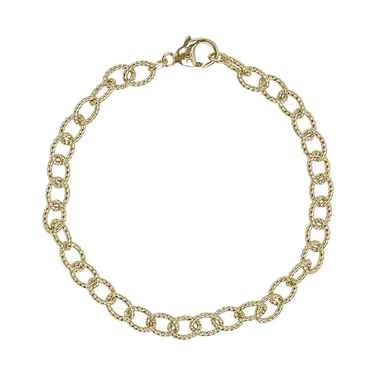 Rembrandt Charms Sterling Silver Rhodium or Gold Plated Twisted Link Charm Bracelet