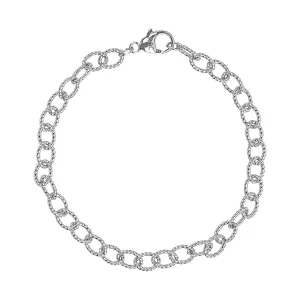 Rembrandt Charms Sterling Silver Rhodium or Gold Plated Twisted Link Charm Bracelet