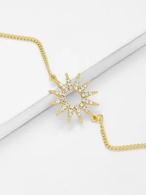 Rhinestone Detail Sun God Charm Chain Bracelet