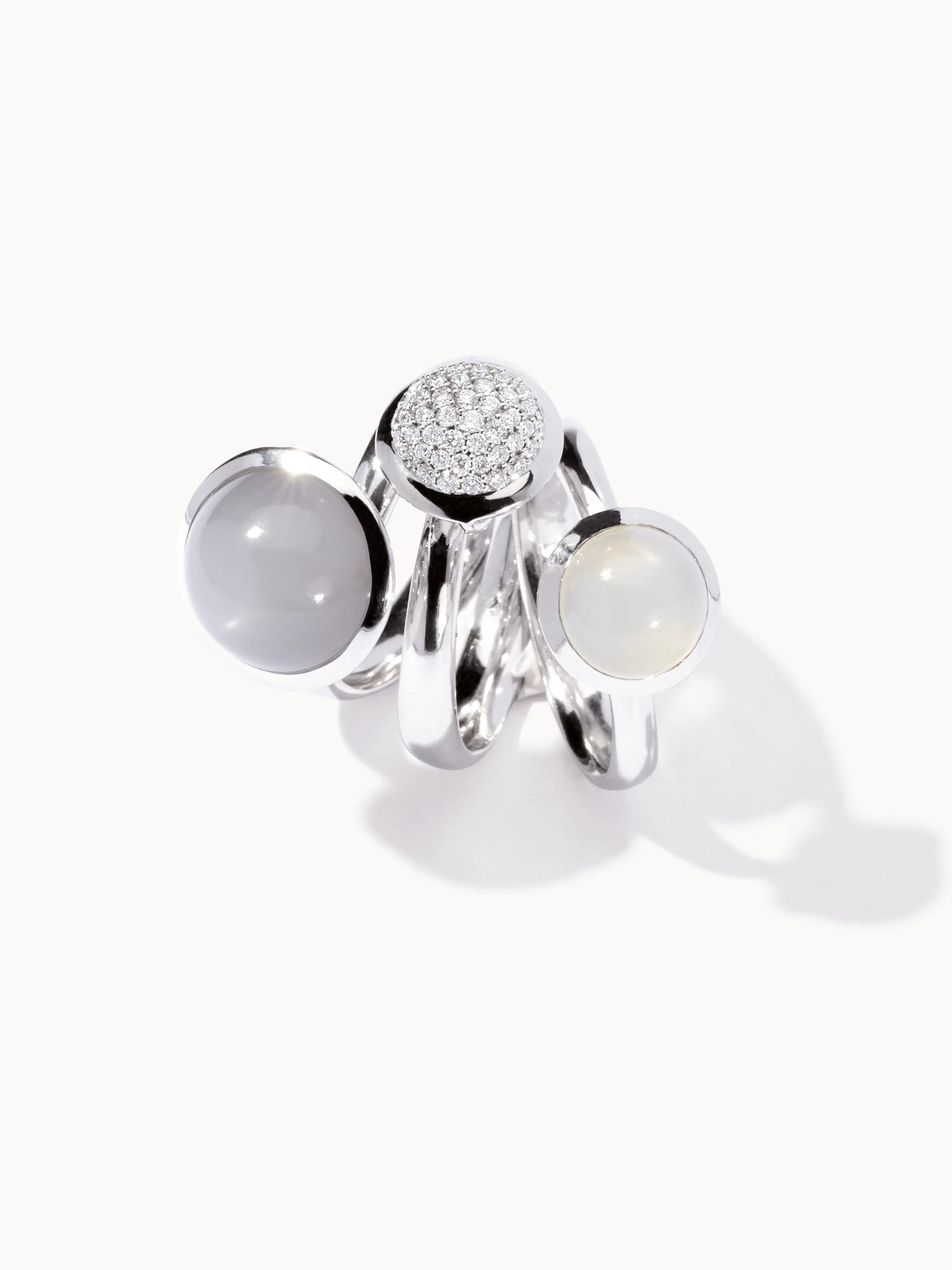 Ring BOUTON small Moonstone sand/white sand Moonstone
