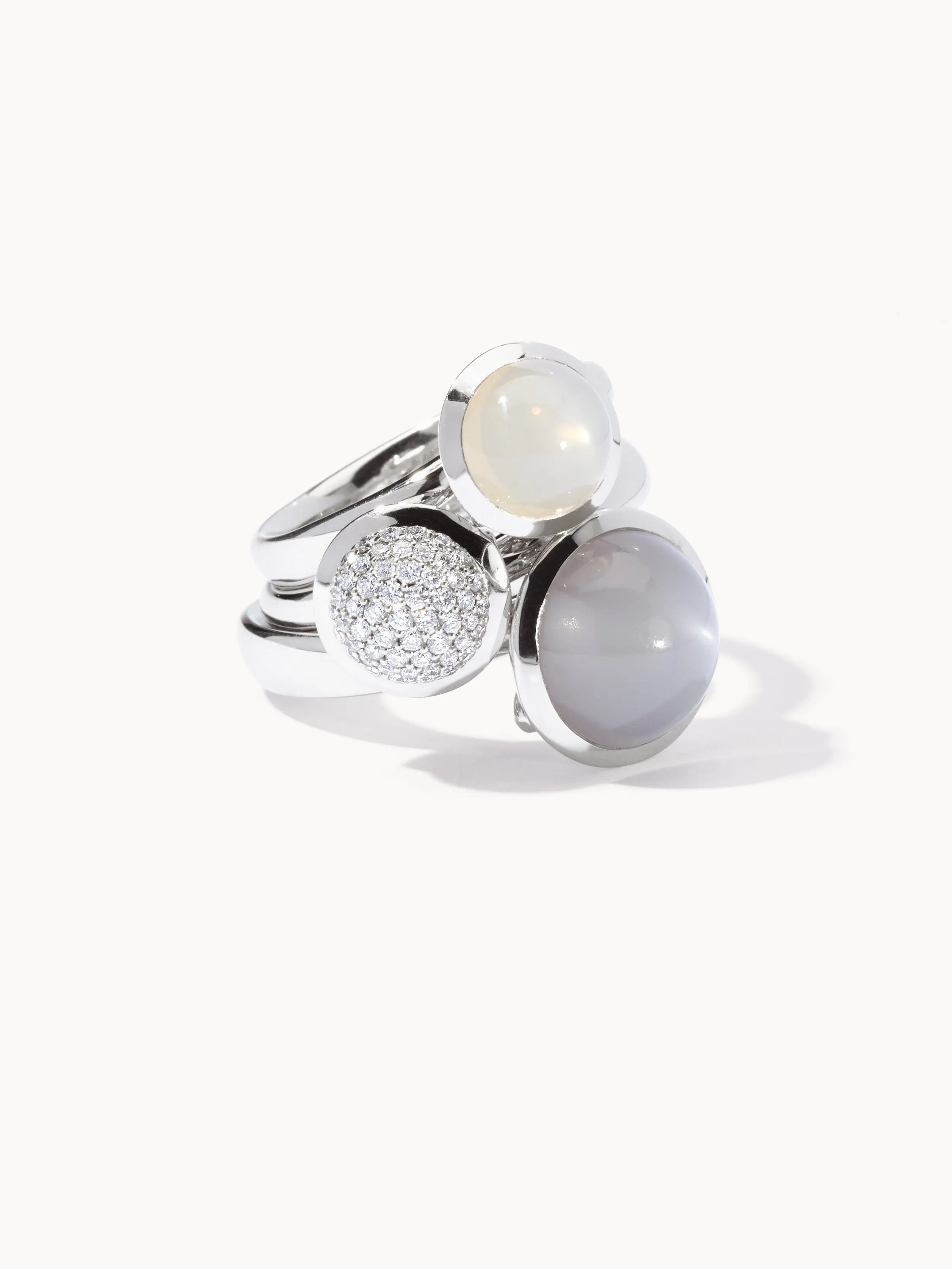 Ring BOUTON small Moonstone sand/white sand Moonstone