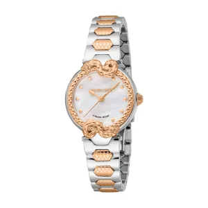 Roberto Cavalli by Franck Muller Ladies Serpent-Embellished Two-Tone Watch