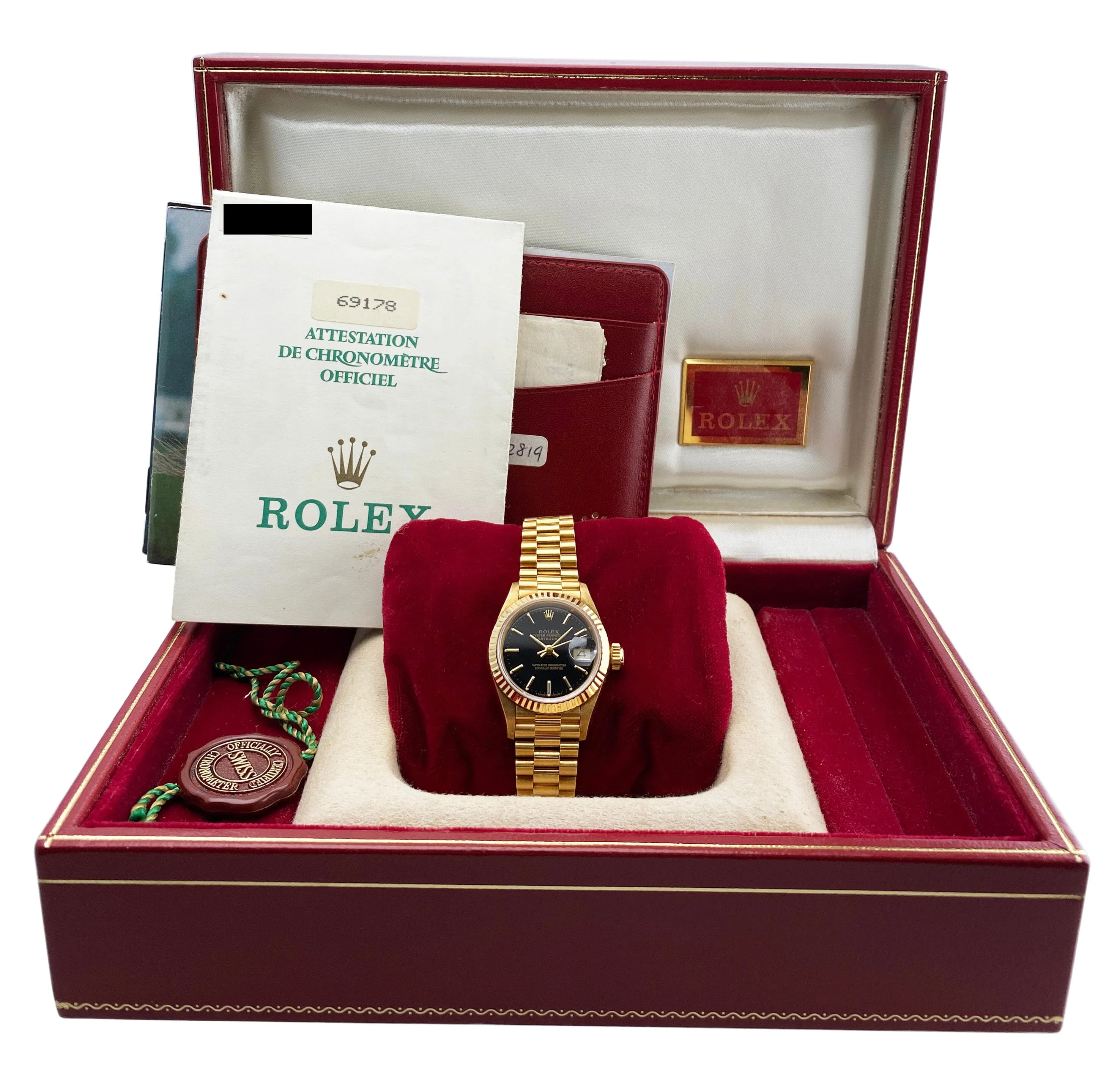 Rolex Datejust 69178 Black Dial Ladies Watch Box Papers